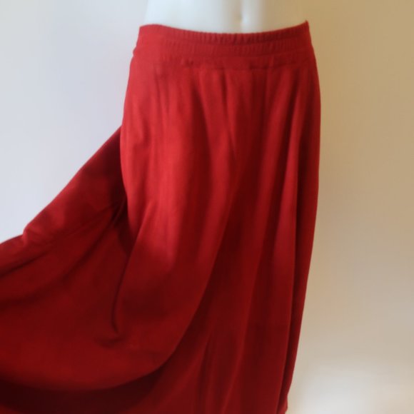 Womens I.Magnin Brick Red Elastic Waist Suede Maxi Skirt S * - Picture 7 of 15